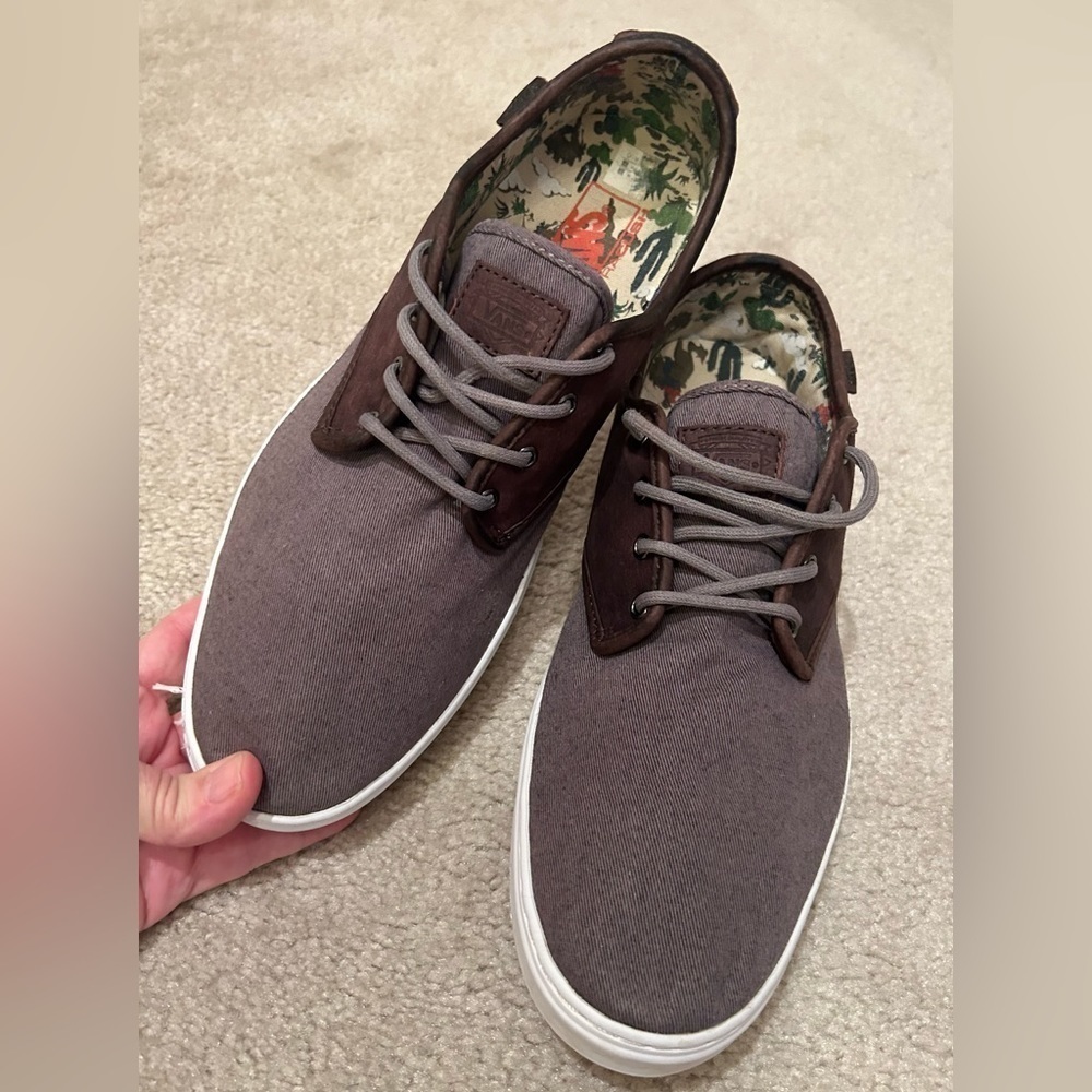 Vans Brown Canvas Lace-Up Slip-On Casual Shoes